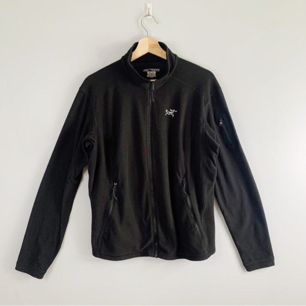 Arcteryx Womens Fleece Polartec Black Sweatshirt Sweater Full Zip Pockets Top XL